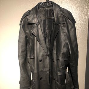 Leather trench coat